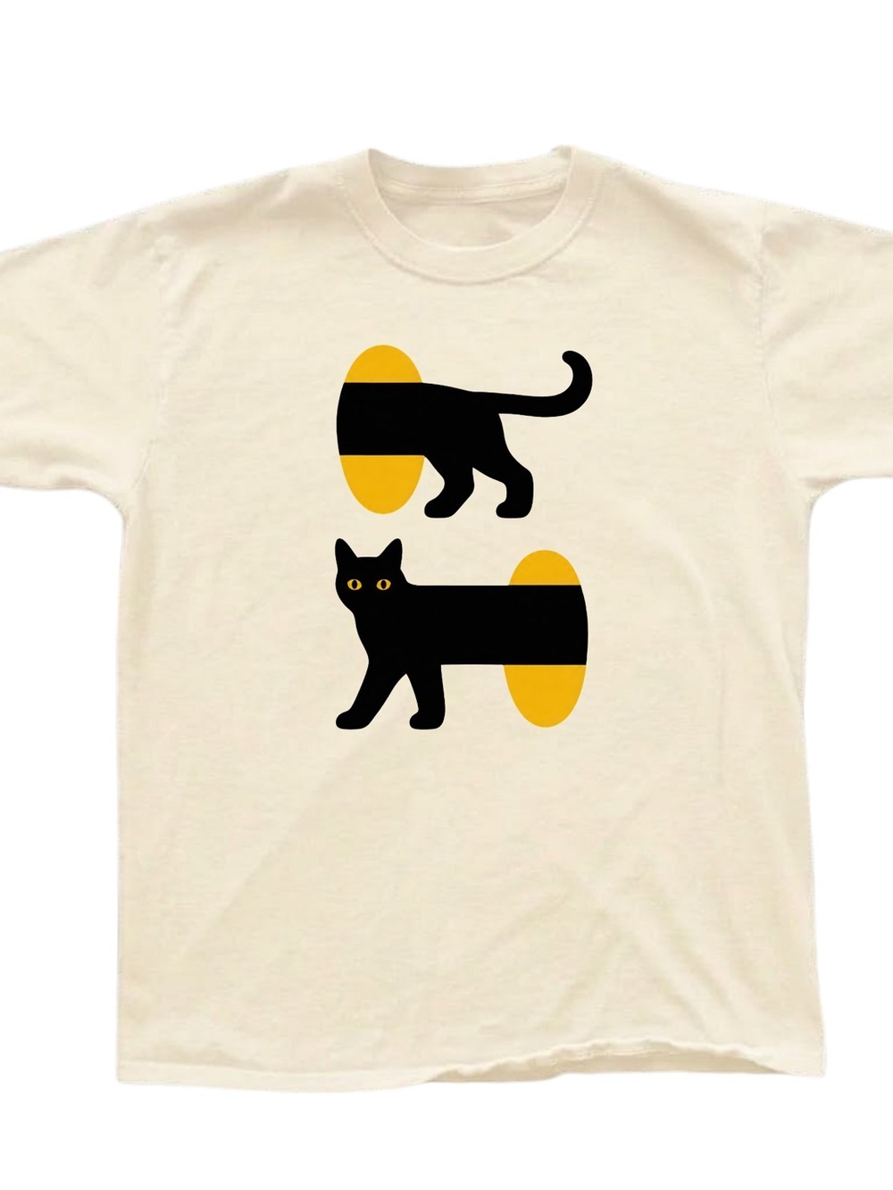 Black & Yellow Cat Graphic Tee - Gift For Her, For Him